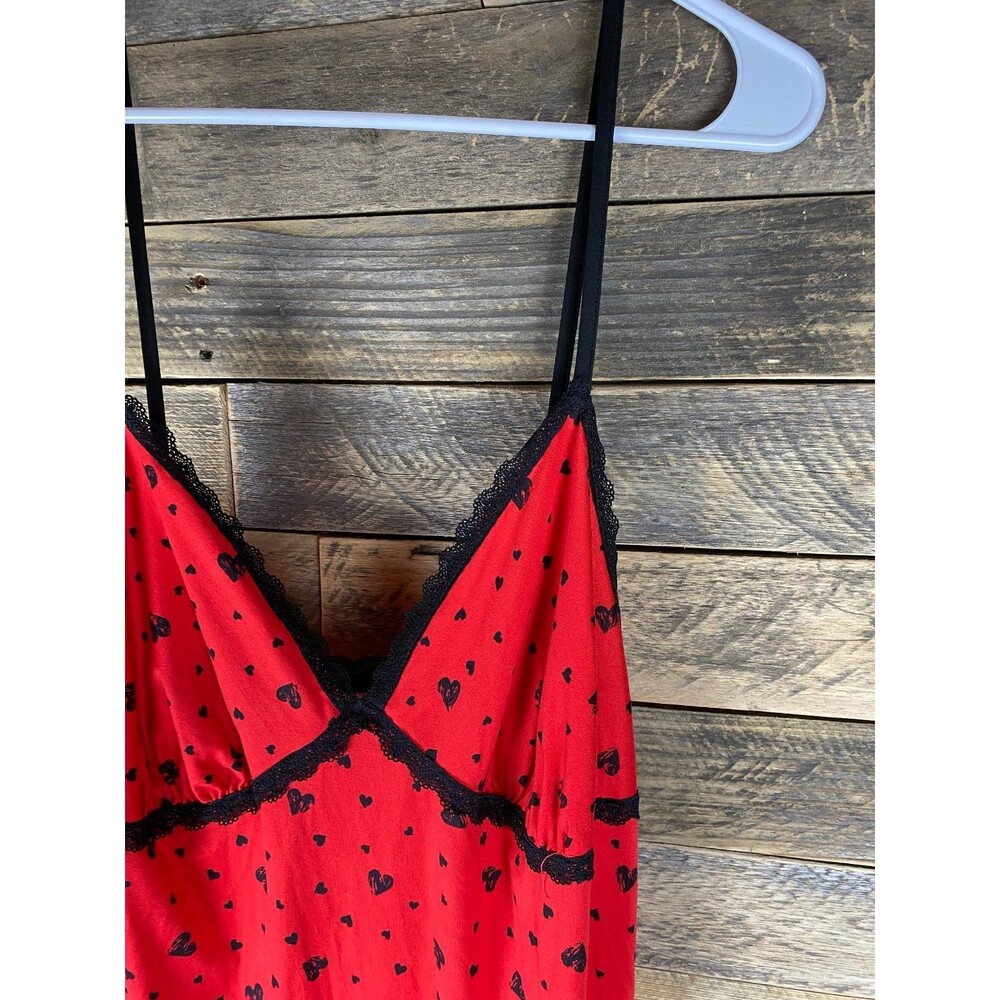 Secret Treasures Sleepwear Women's Plus Sz 2X Red Heart Print Black Lace Trim - Picture 3 of 11